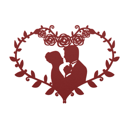 Wedding Heart With Roses Metal Wall Art - MAIKERU STUDIO