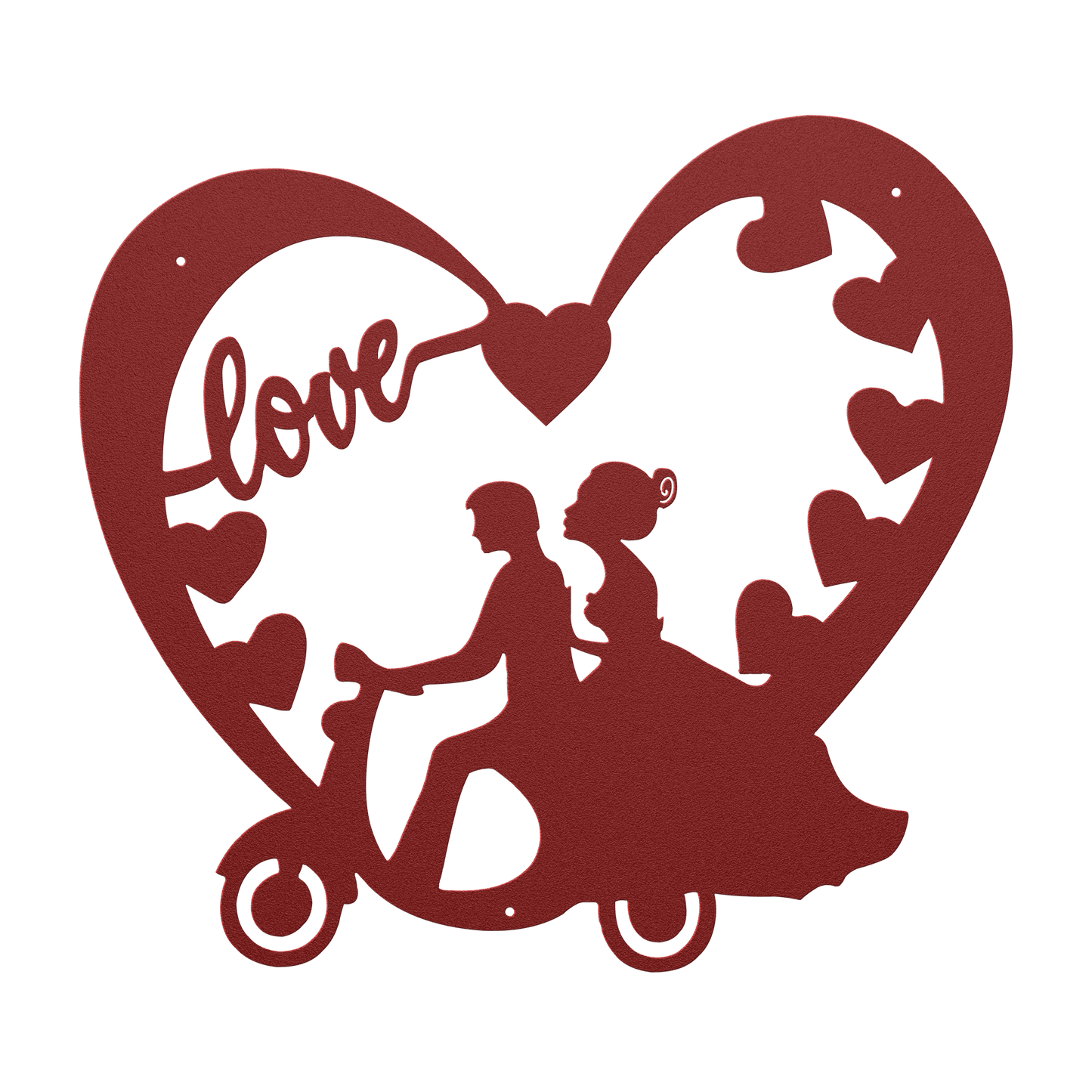 Wedding Heart With Couple On Moped Metal Wall Art - MAIKERU STUDIO