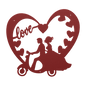 Wedding Heart With Couple On Moped Metal Wall Art - MAIKERU STUDIO