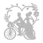 Wedding Heart With Couple On Bicycle Metal Wall Art - MAIKERU STUDIO
