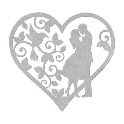 Wedding Heart With Hummingbird Metal Wall Art - MAIKERU STUDIO