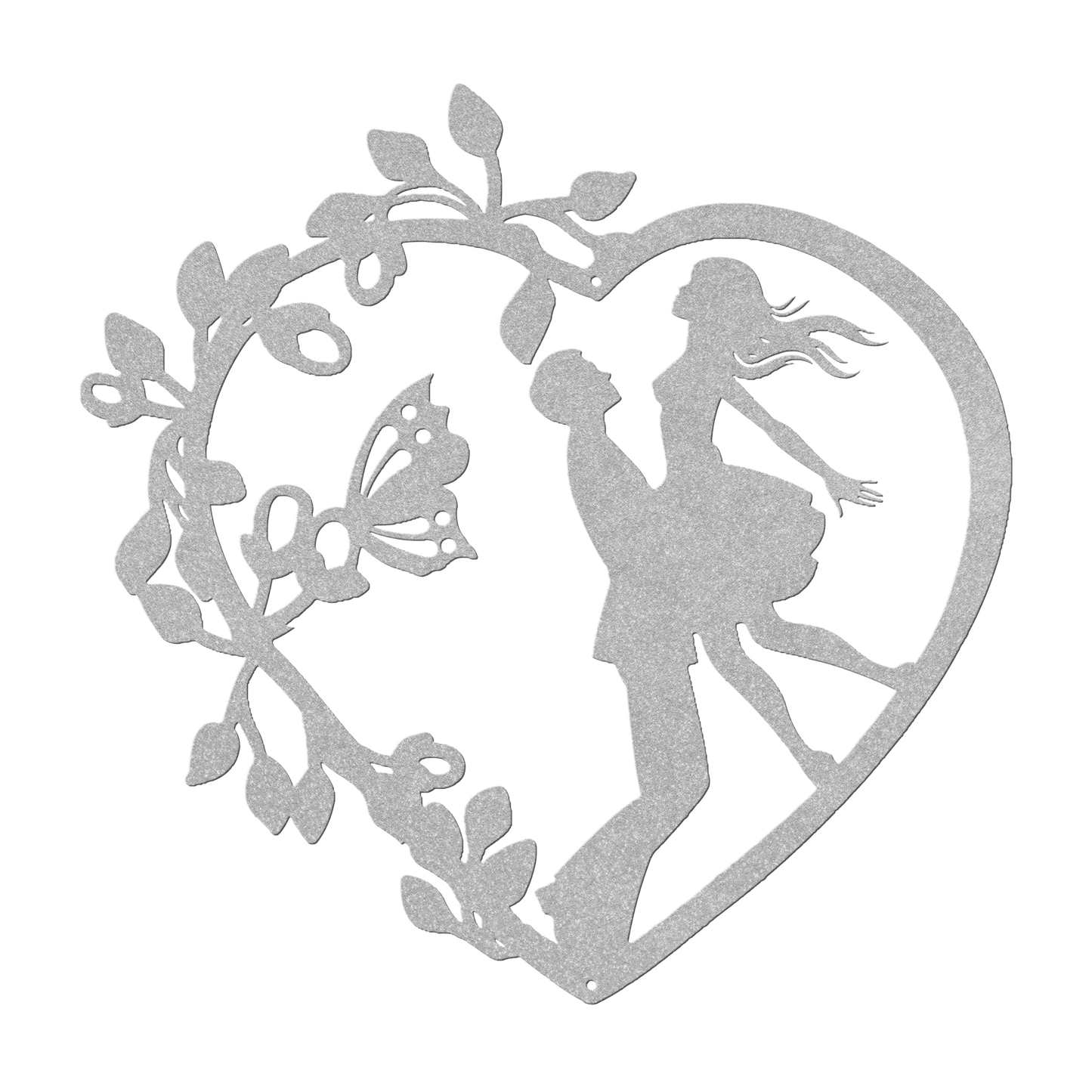 Wedding Heart With Butterfly Metal Wall Art - MAIKERU STUDIO