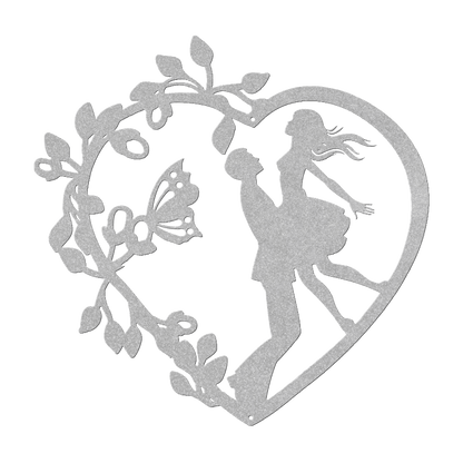 Wedding Heart With Butterfly Metal Wall Art - MAIKERU STUDIO