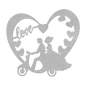 Wedding Heart With Couple On Moped Metal Wall Art - MAIKERU STUDIO