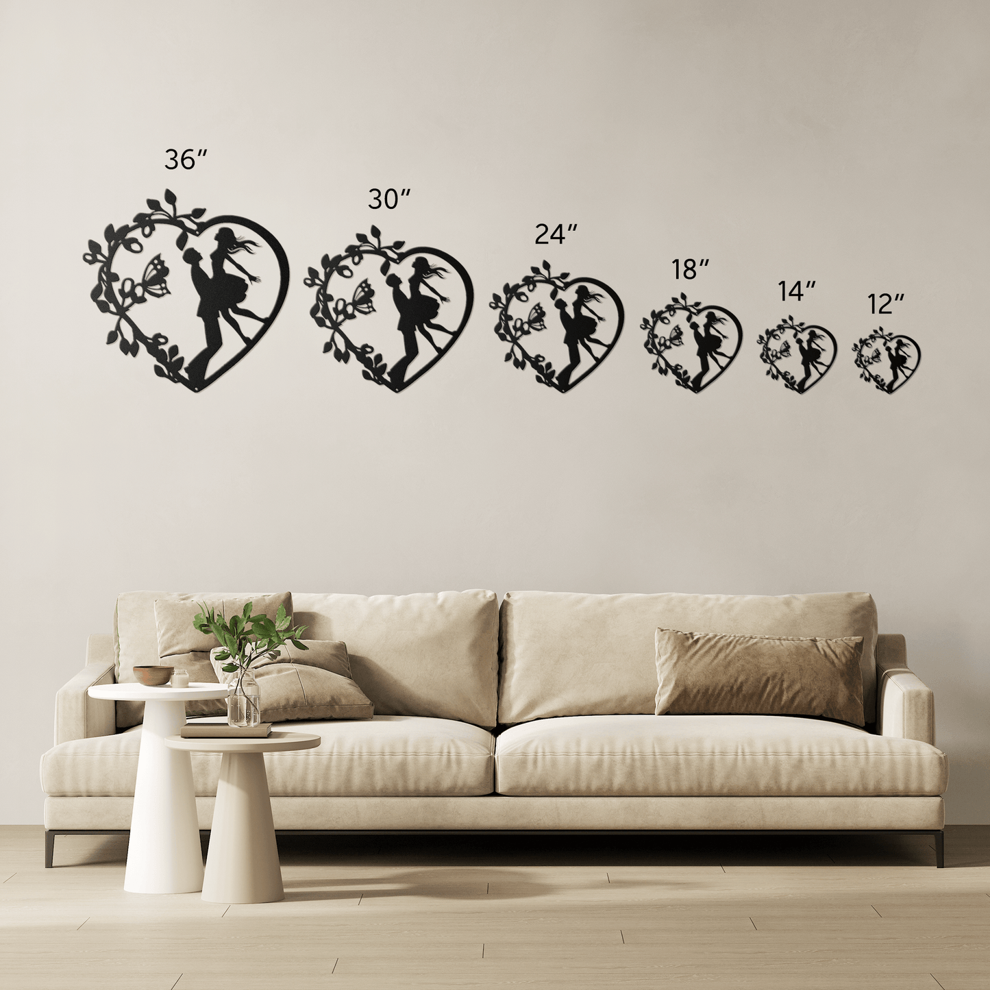 Wedding Heart With Butterfly Metal Wall Art - MAIKERU STUDIO
