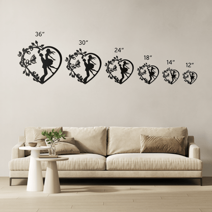 Wedding Heart With Butterfly Metal Wall Art - MAIKERU STUDIO