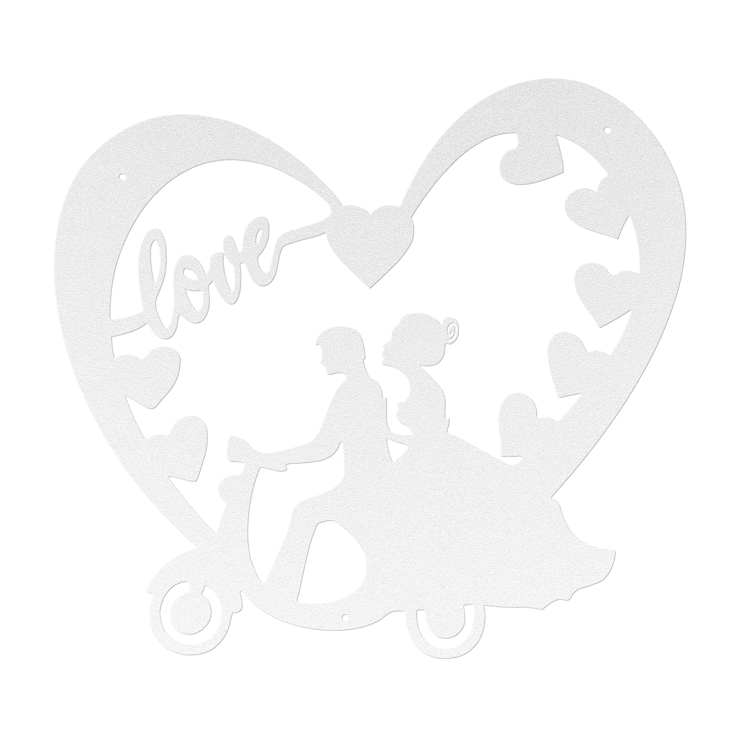 Wedding Heart With Couple On Moped Metal Wall Art - MAIKERU STUDIO