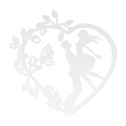 Wedding Heart With Butterfly Metal Wall Art - MAIKERU STUDIO