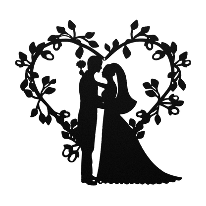 Wedding Floral Heart Metal wall Art - MAIKERU STUDIO