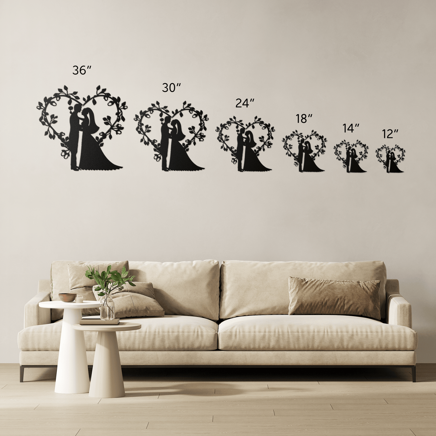 Wedding Floral Heart Metal wall Art - MAIKERU STUDIO