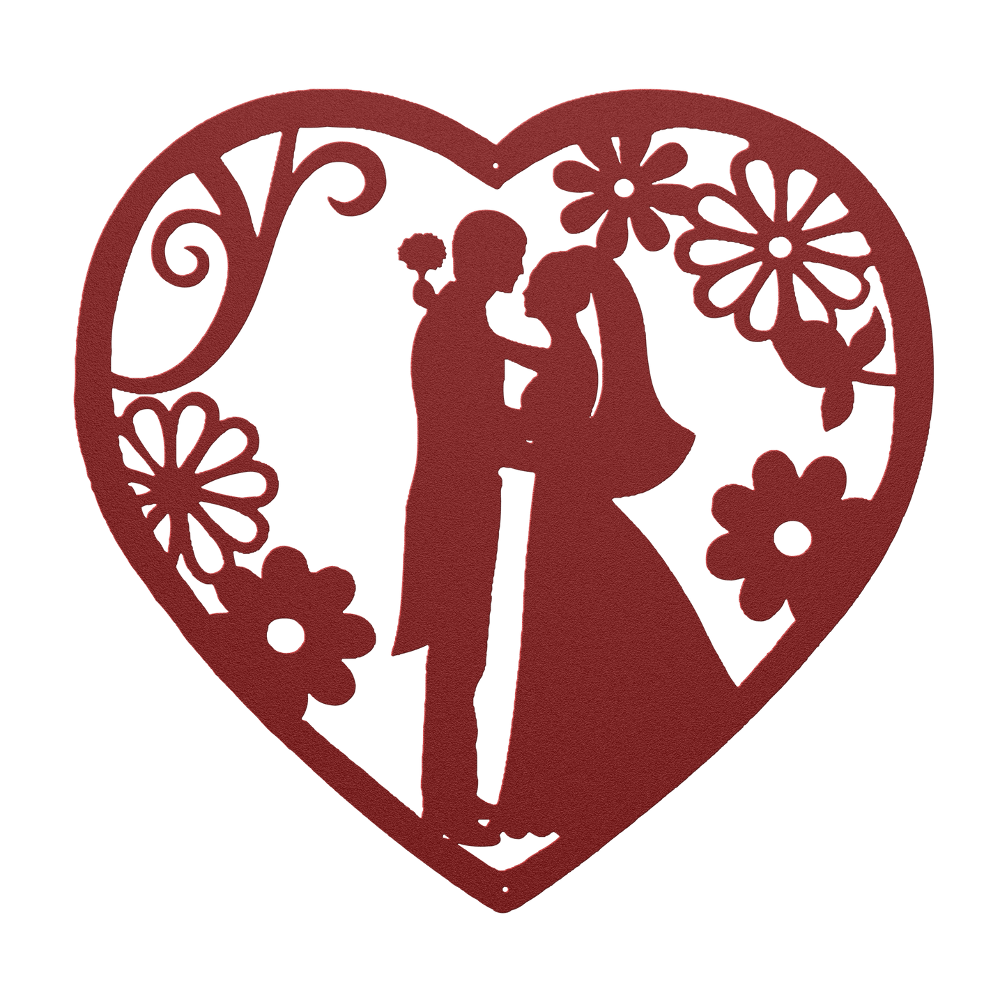 Wedding Heart With Flowers Metal Wall Art - MAIKERU STUDIO