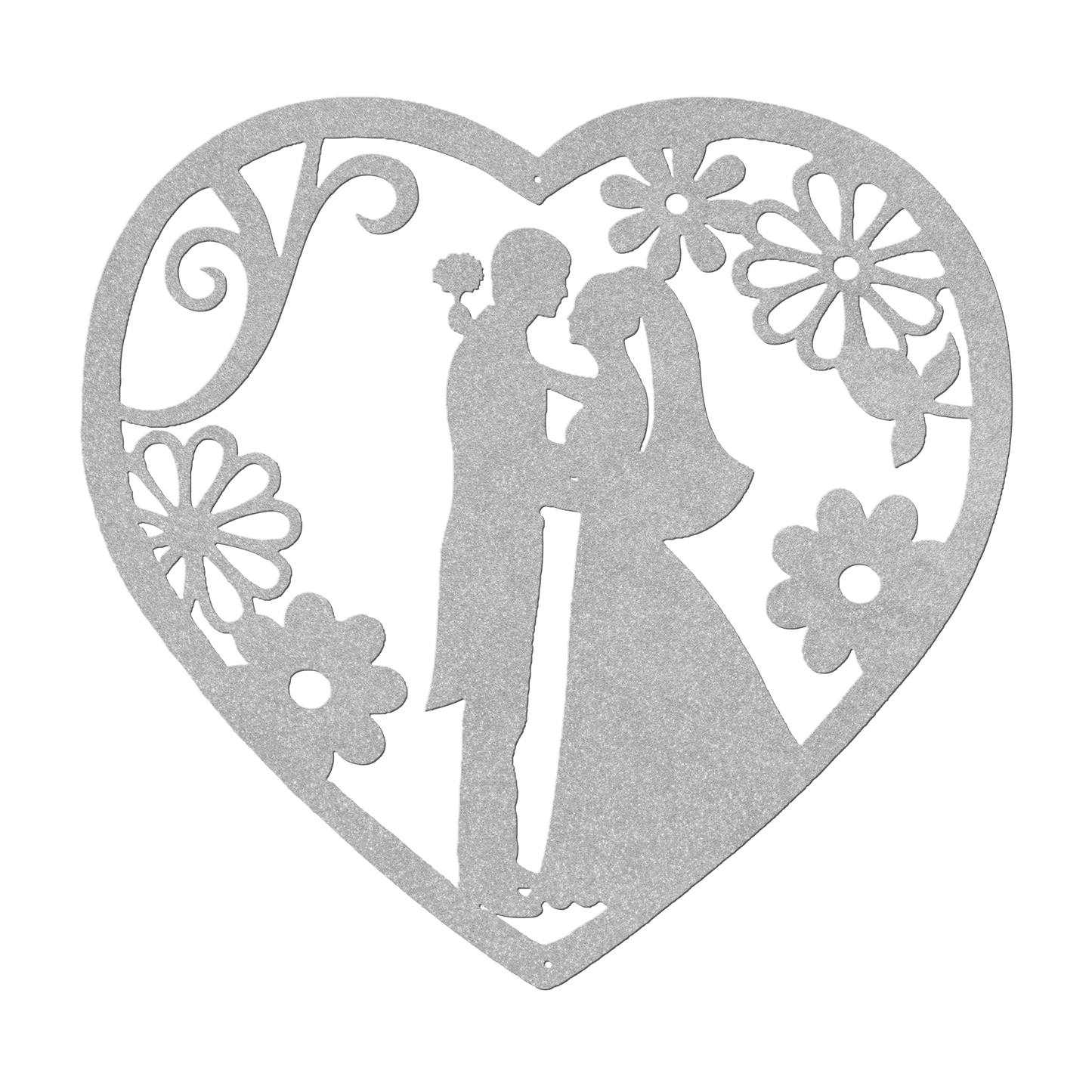Wedding Heart With Flowers Metal Wall Art - MAIKERU STUDIO