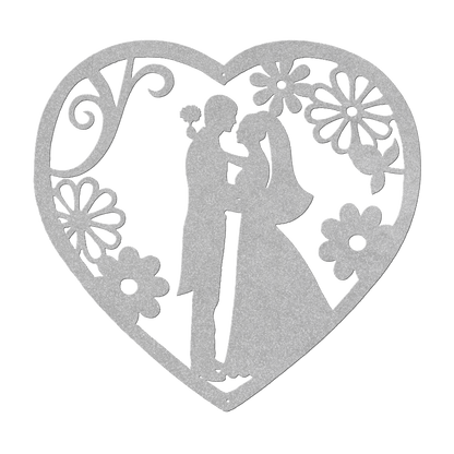 Wedding Heart With Flowers Metal Wall Art - MAIKERU STUDIO