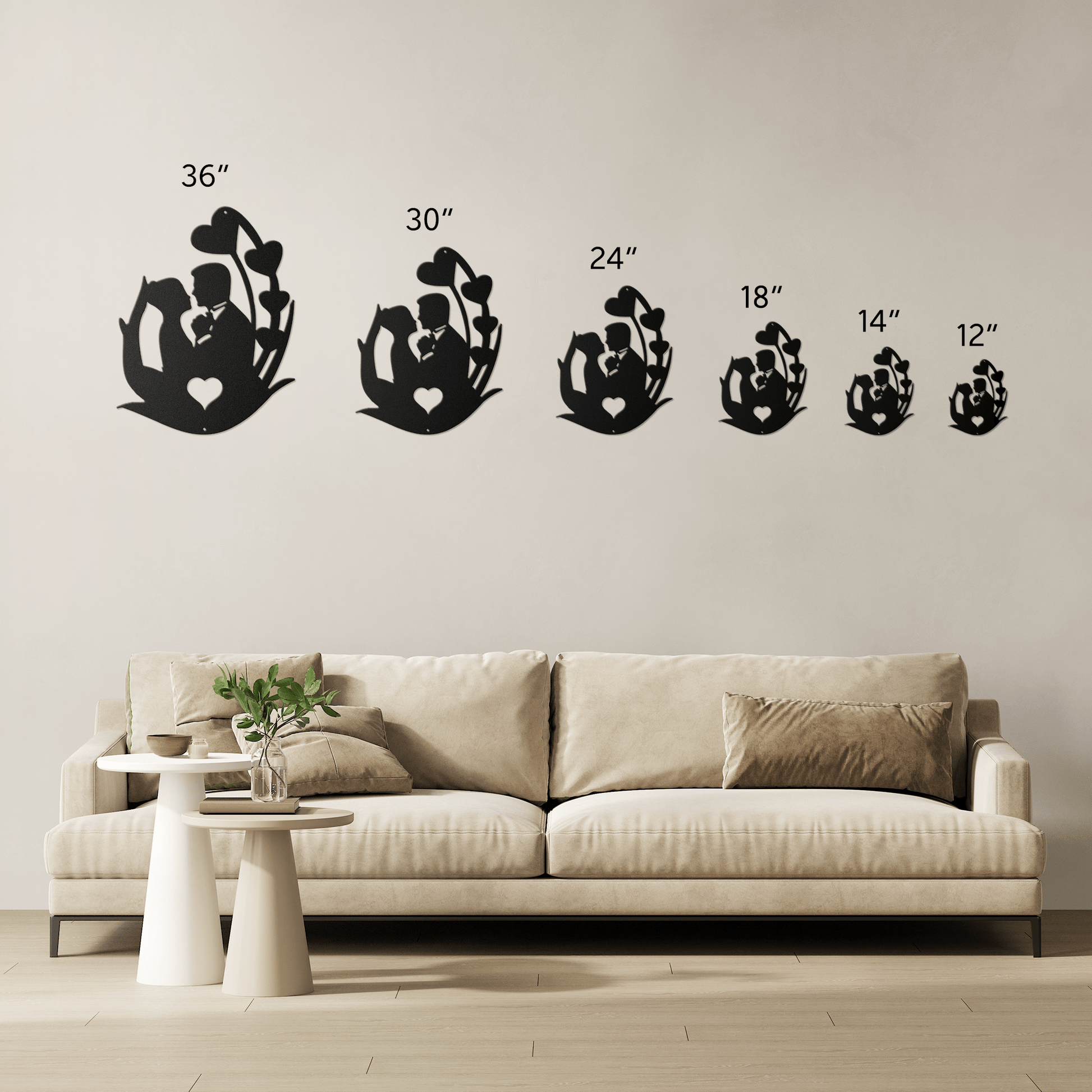 Wedding Couple Flower Metal Wall Art - MAIKERU STUDIO