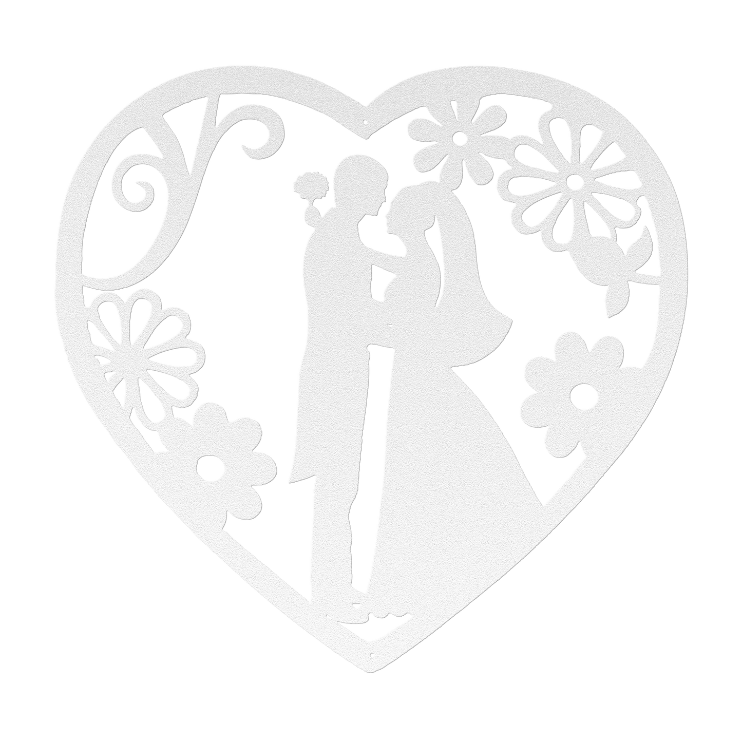 Wedding Heart With Flowers Metal Wall Art - MAIKERU STUDIO