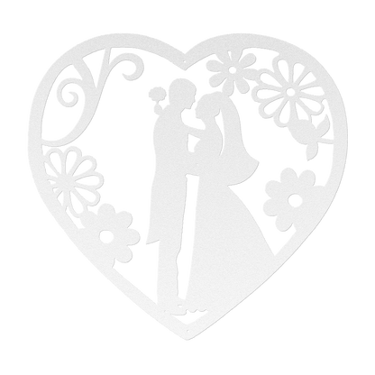 Wedding Heart With Flowers Metal Wall Art - MAIKERU STUDIO