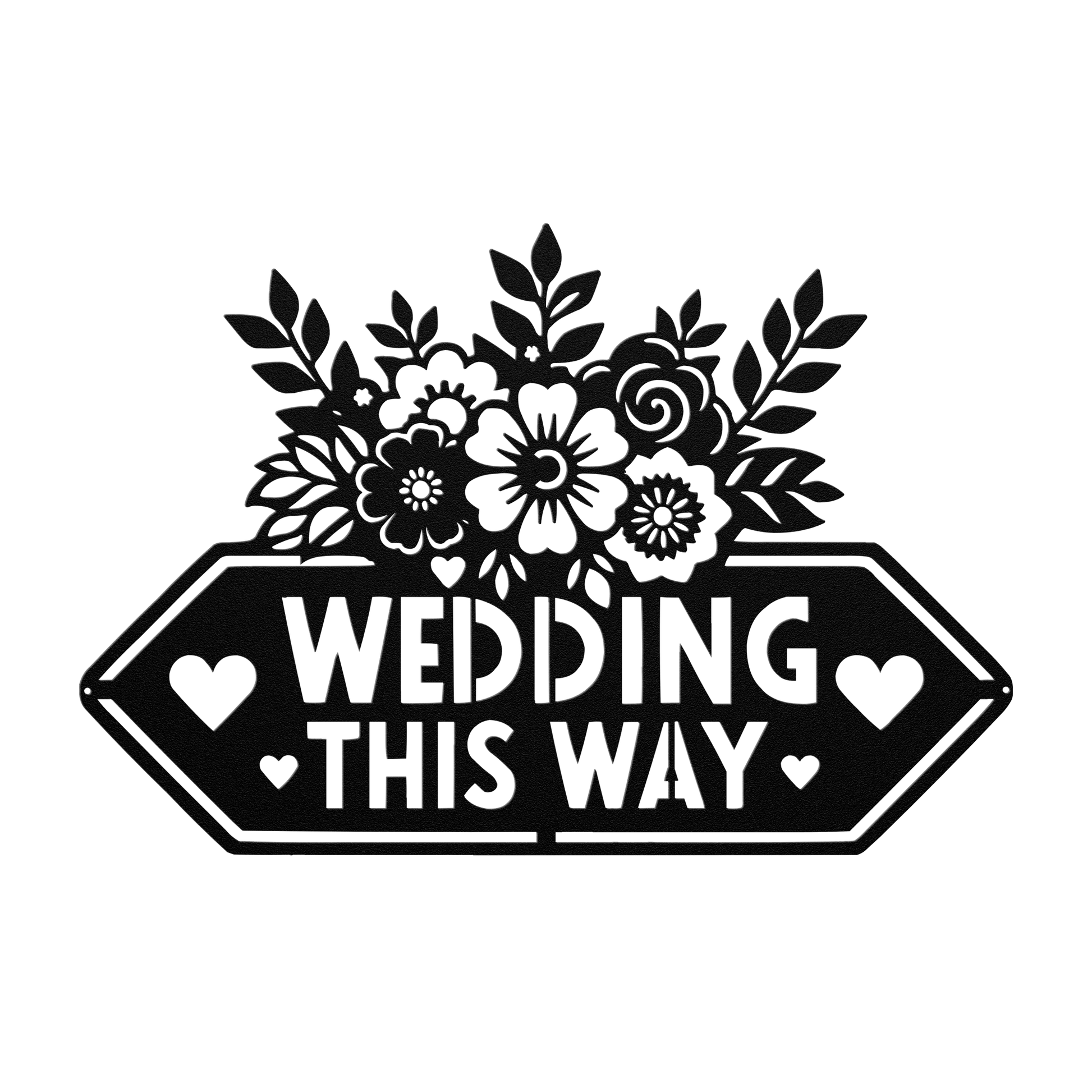 Wedding This Way Sign Metal Wall Art - MAIKERU STUDIO
