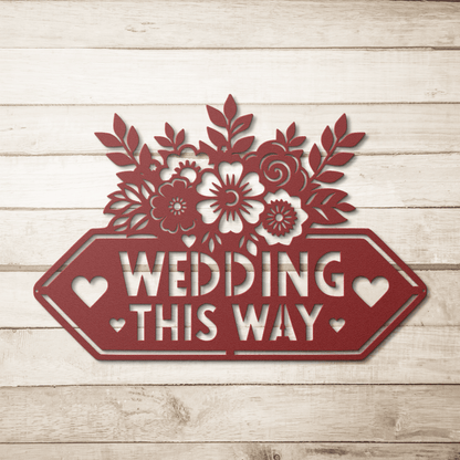 Wedding This Way Sign Metal Wall Art - MAIKERU STUDIO