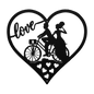 Wedding Love heart With Couple On Bicycle Metal Wall Art - MAIKERU STUDIO