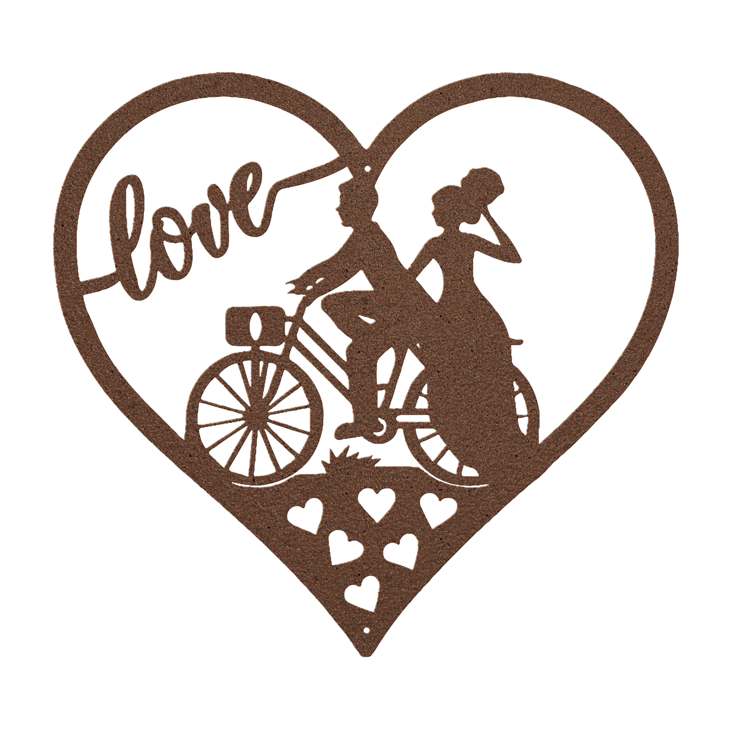 Wedding Love heart With Couple On Bicycle Metal Wall Art - MAIKERU STUDIO
