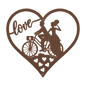 Wedding Love heart With Couple On Bicycle Metal Wall Art - MAIKERU STUDIO