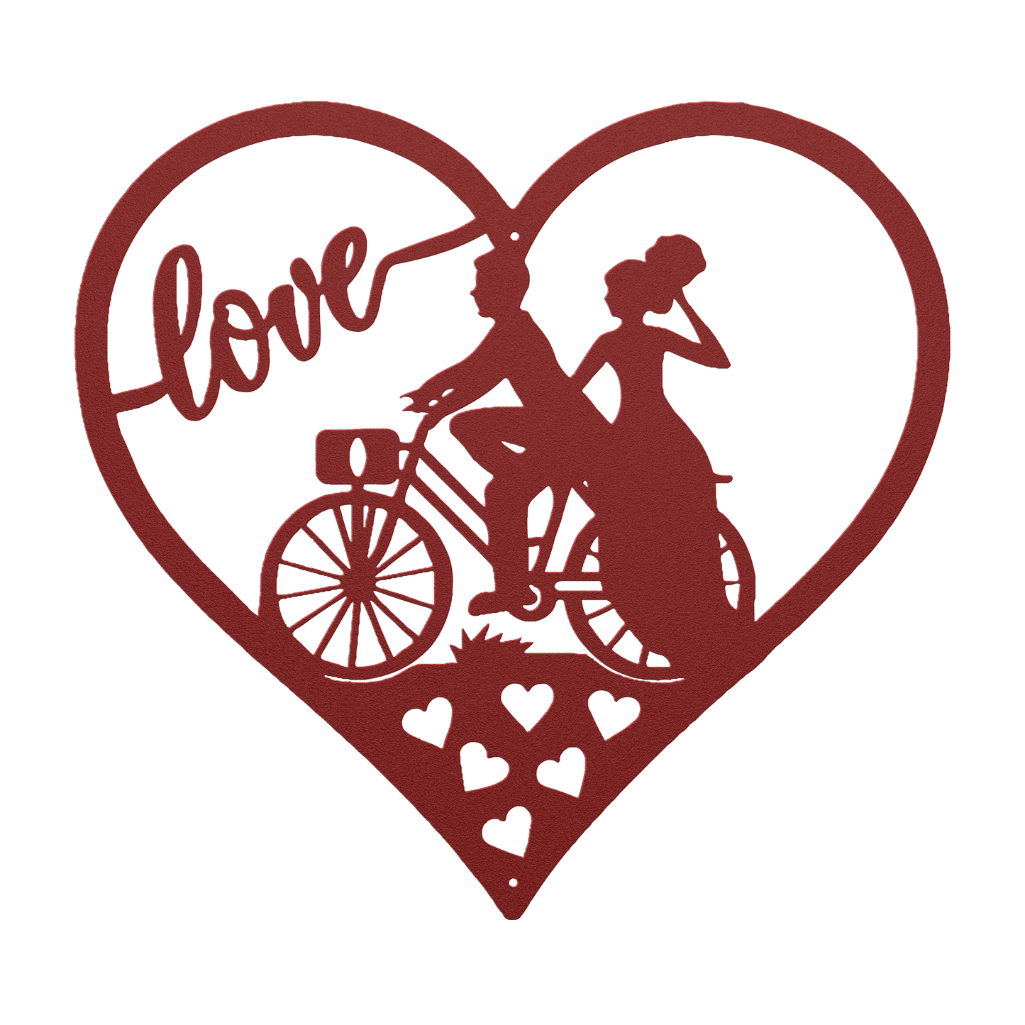 Wedding Love heart With Couple On Bicycle Metal Wall Art - MAIKERU STUDIO