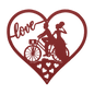 Wedding Love heart With Couple On Bicycle Metal Wall Art - MAIKERU STUDIO