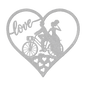 Wedding Love heart With Couple On Bicycle Metal Wall Art - MAIKERU STUDIO