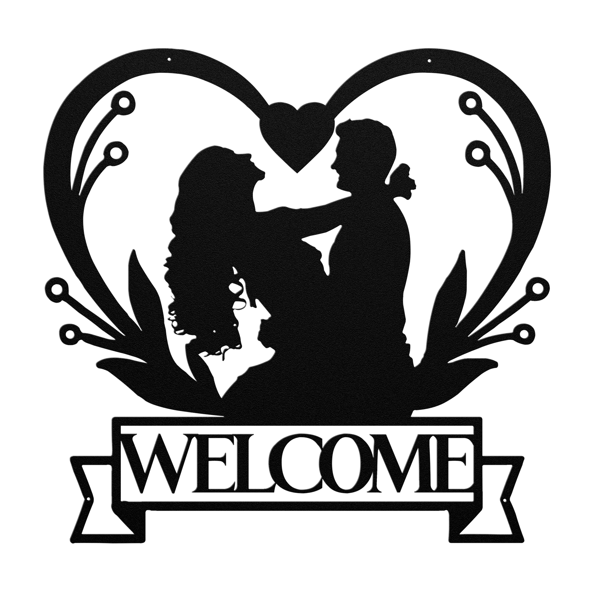 Welcome Wedding Heart Metal Wall Art - MAIKERU STUDIO