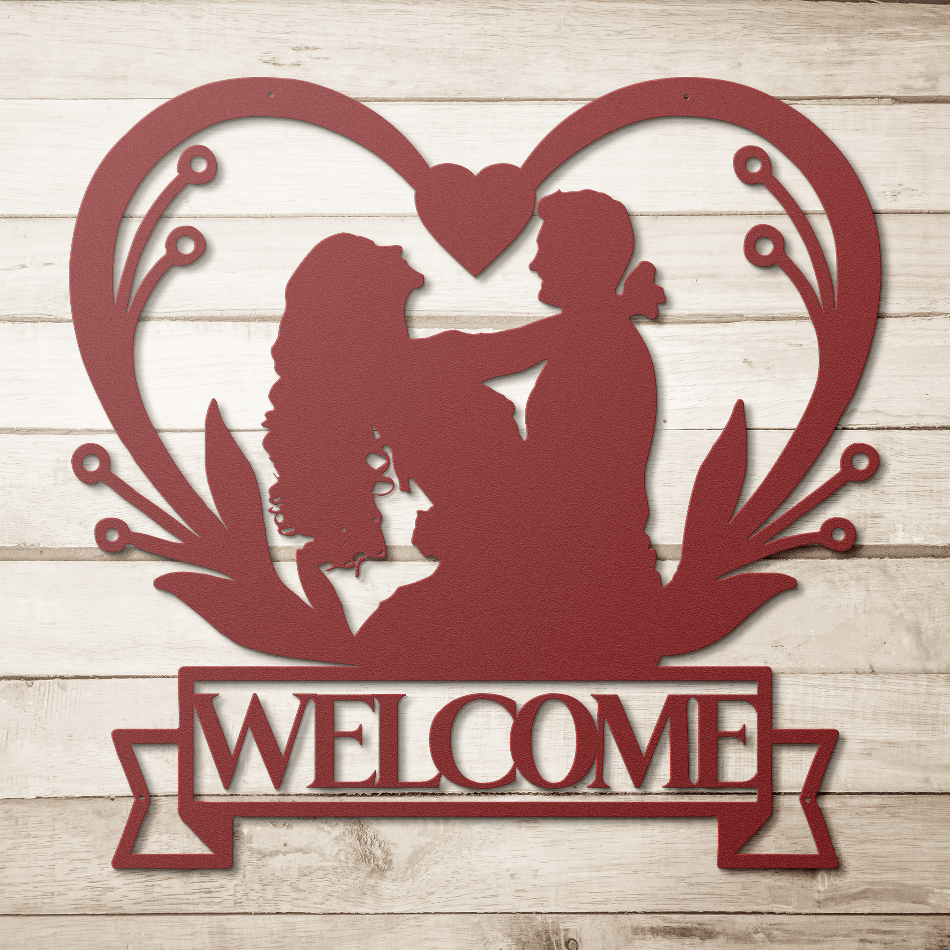 Welcome Wedding Heart Metal Wall Art - MAIKERU STUDIO