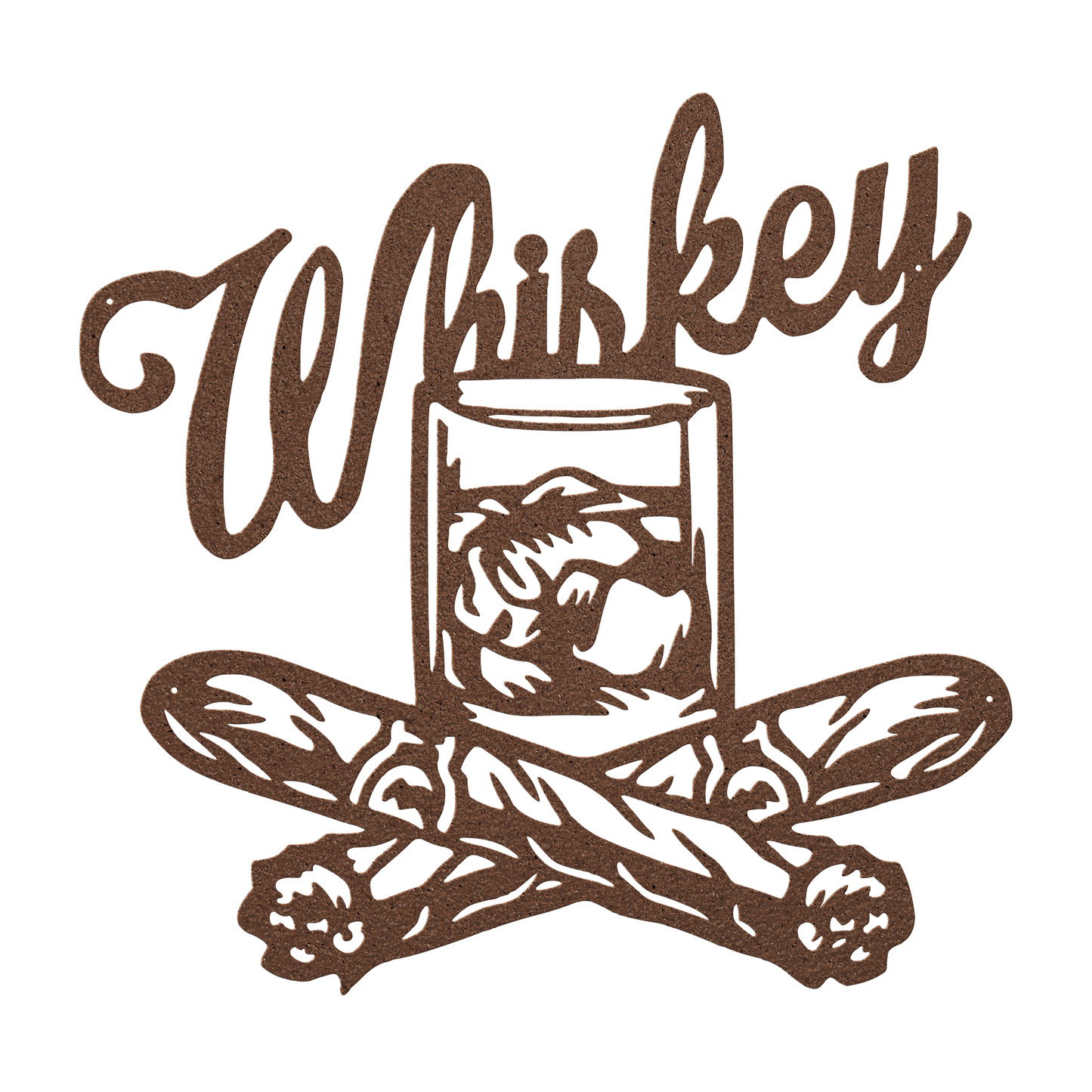Whiskey With Glass And Cigars Metal Wall Art - MAIKERU STUDIO