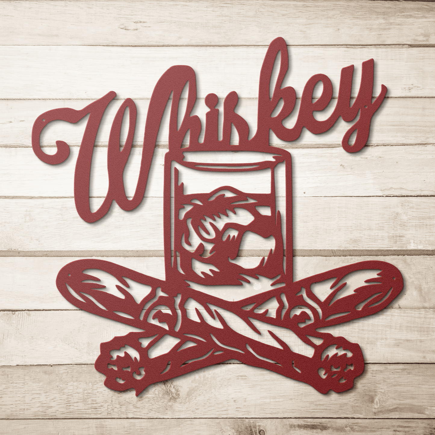 Whiskey With Glass And Cigars Metal Wall Art - MAIKERU STUDIO