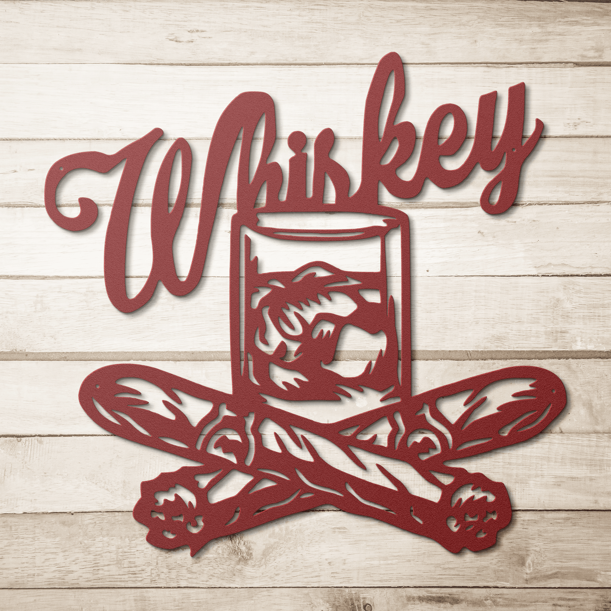 Whiskey With Glass And Cigars Metal Wall Art - MAIKERU STUDIO