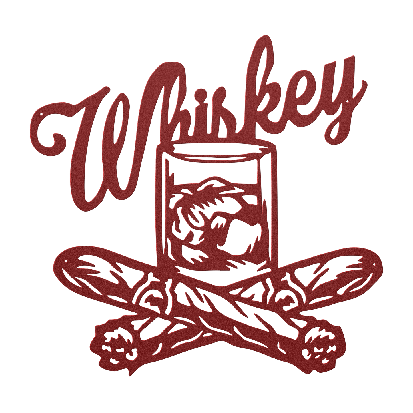 Whiskey With Glass And Cigars Metal Wall Art - MAIKERU STUDIO