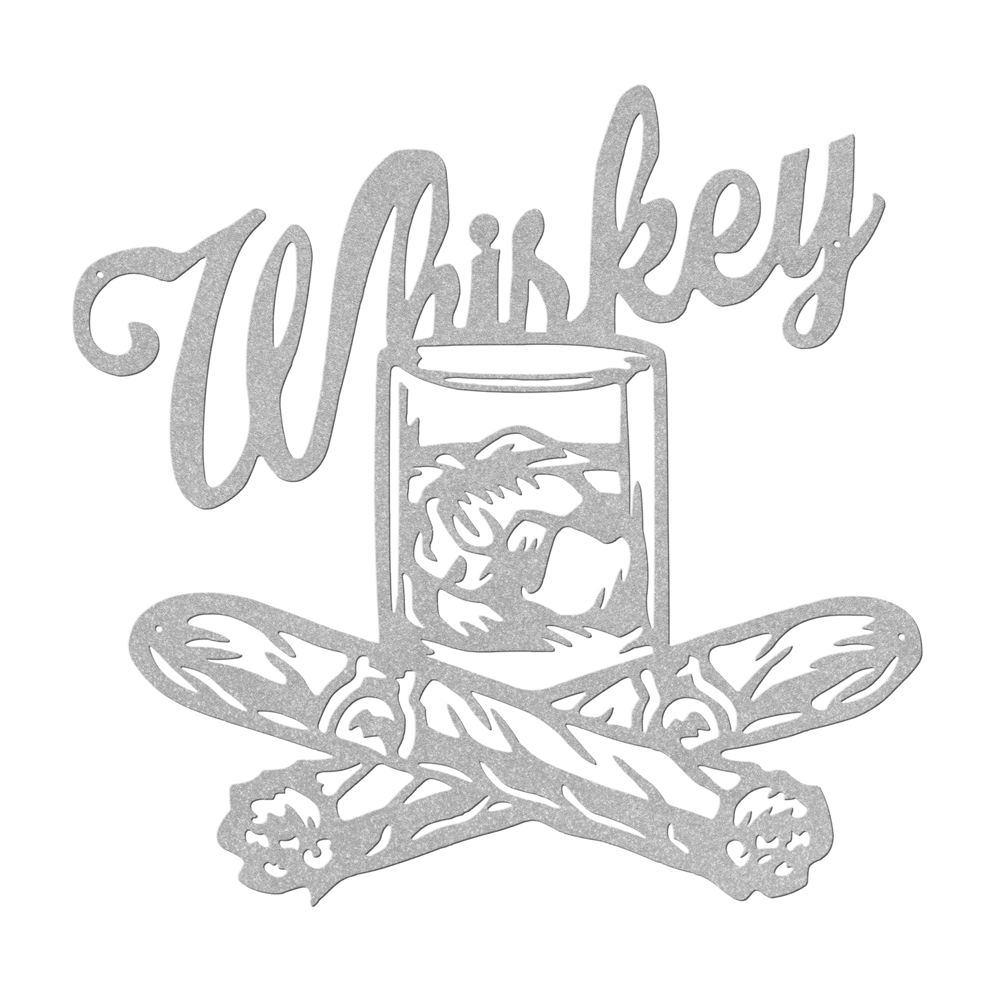 Whiskey With Glass And Cigars Metal Wall Art - MAIKERU STUDIO