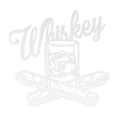Whiskey With Glass And Cigars Metal Wall Art - MAIKERU STUDIO