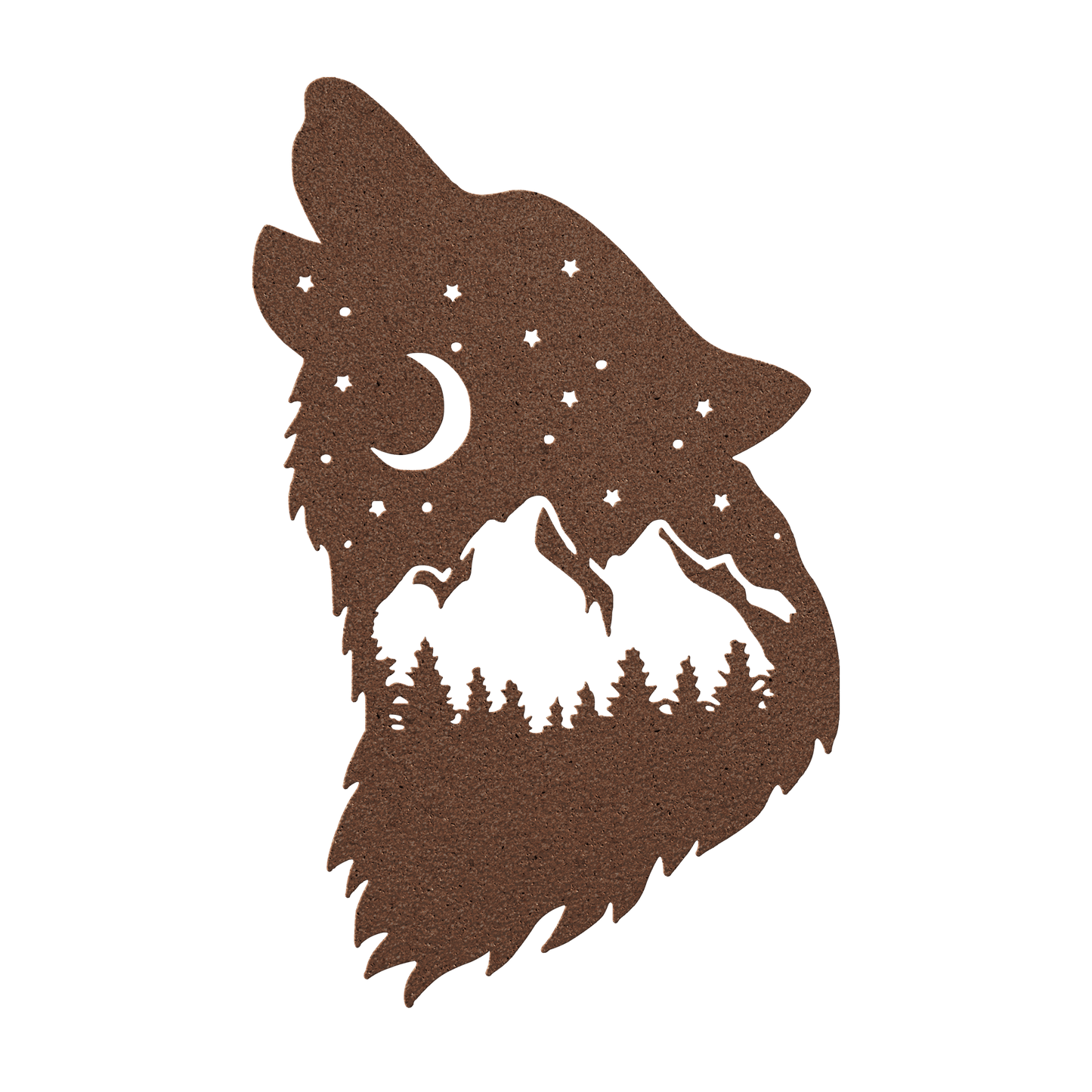 Wolf Howling With Moon Metal Wall Art | Wilderness Cabin Decor - MAIKERU STUDIO