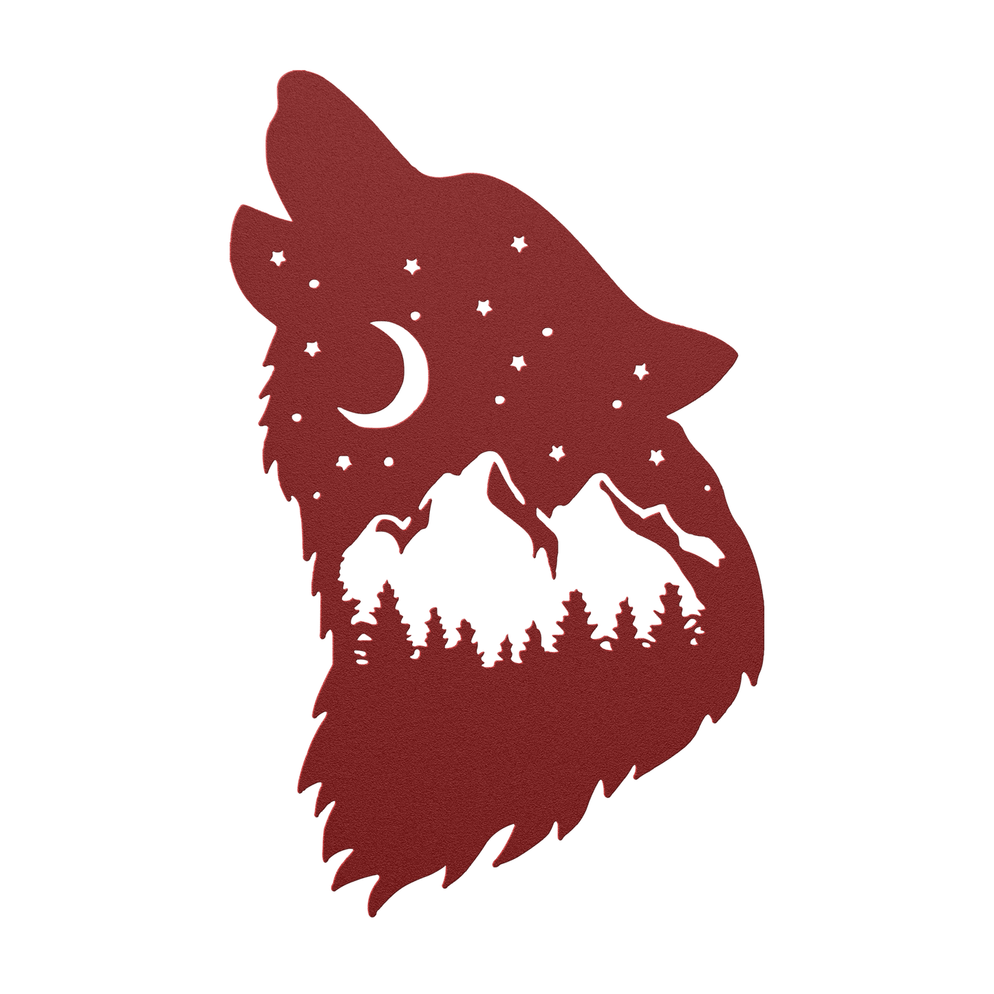 Wolf Howling With Nighttime Mountain Scene Metal Wall Art - MAIKERU STUDIO