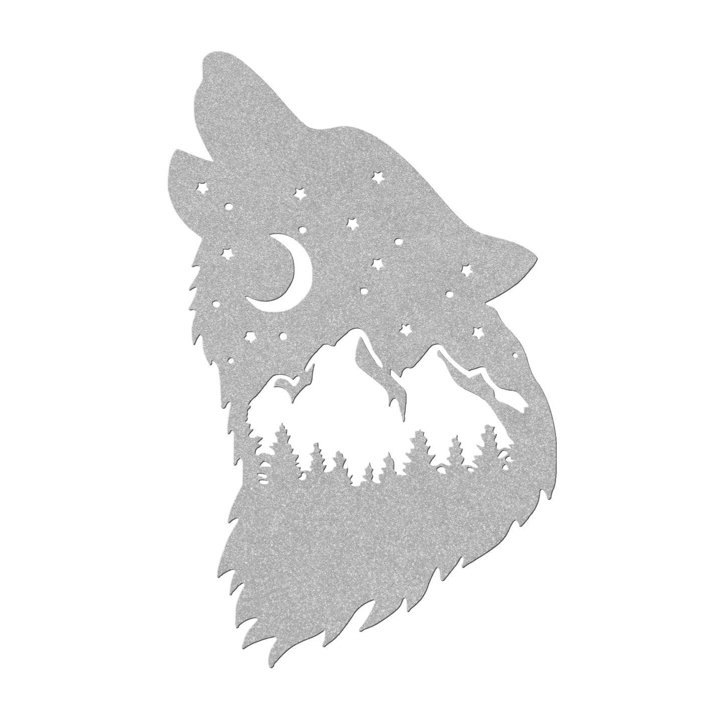 Wolf Howling With Moon Metal Wall Art | Wilderness Cabin Decor - MAIKERU STUDIO