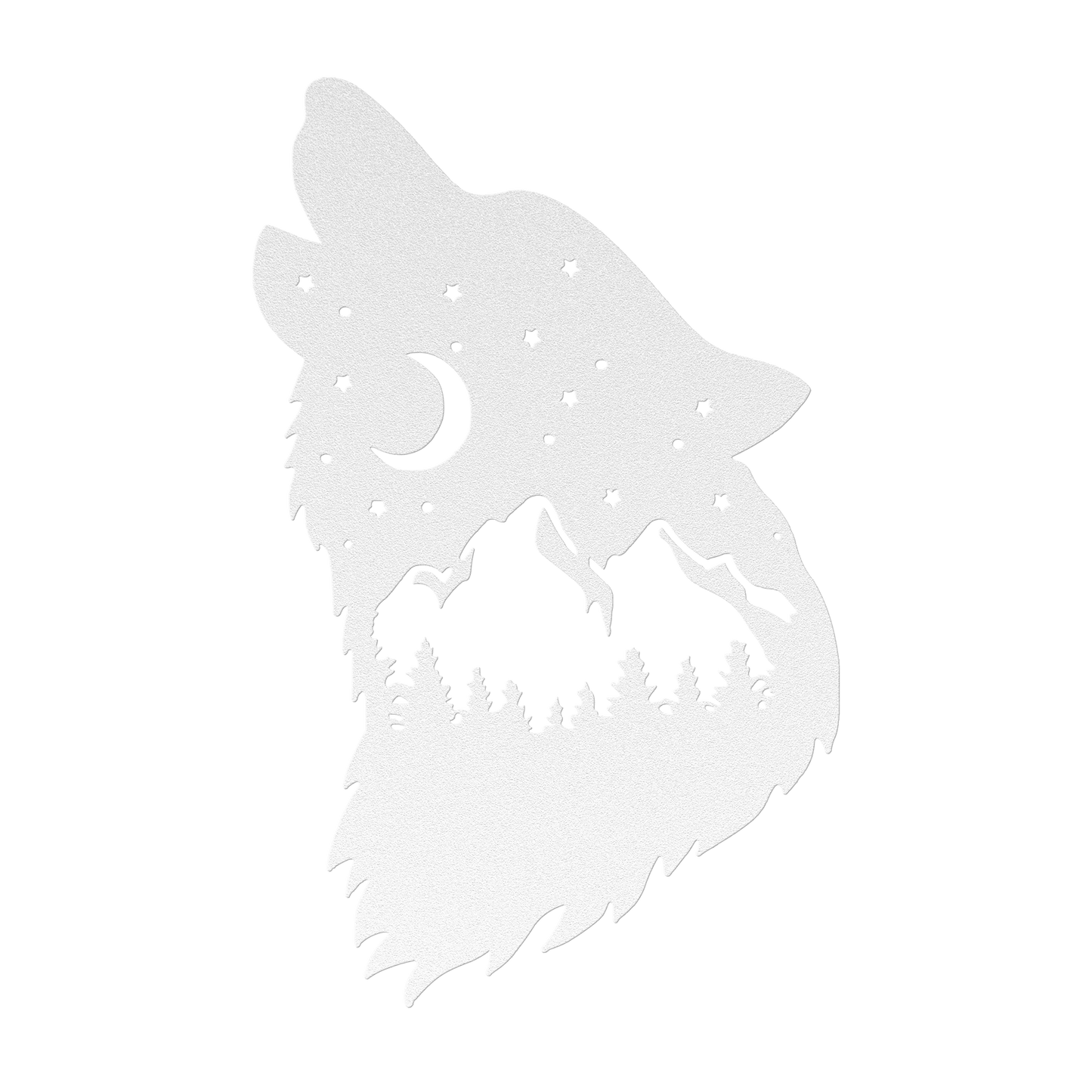Wolf Howling With Nighttime Mountain Scene Metal Wall Art - MAIKERU STUDIO