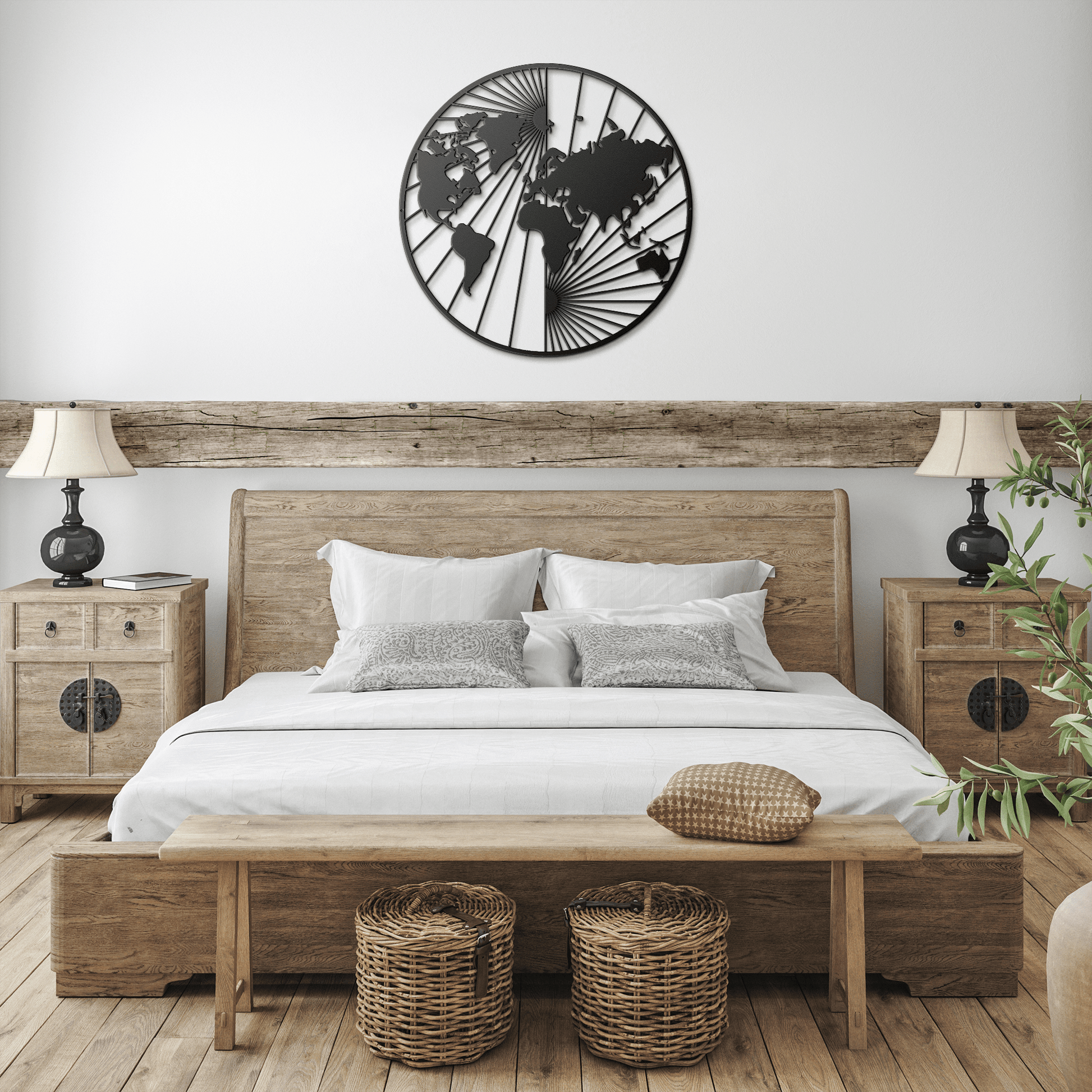 North And South World Map Metal Wall Art - MAIKERU STUDIO