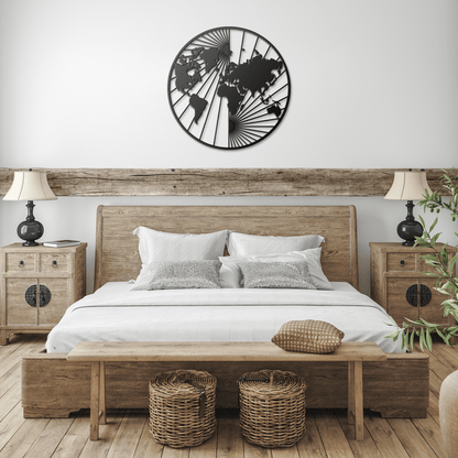 North And South World Map Metal Wall Art - MAIKERU STUDIO