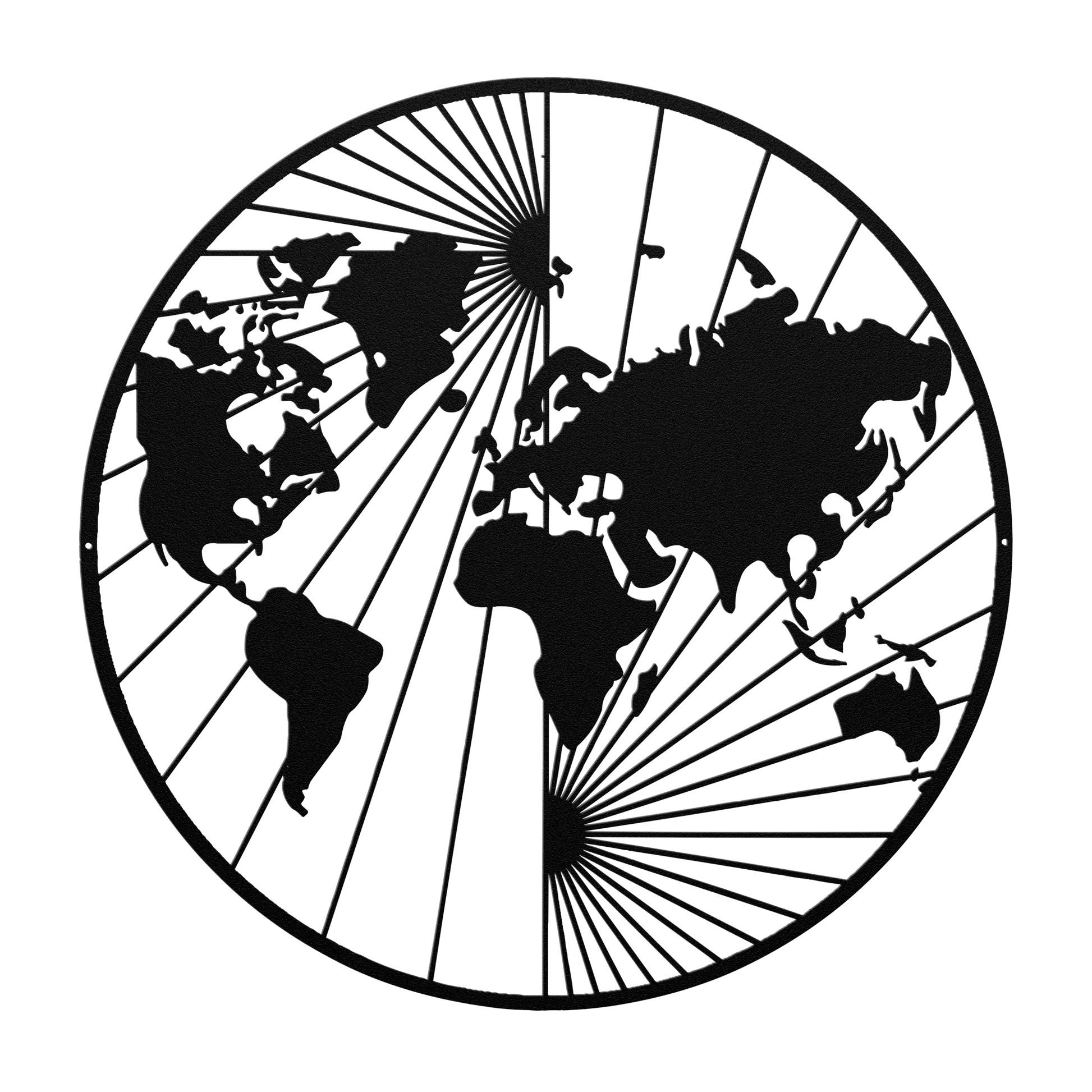 North And South World Map Metal Wall Art - MAIKERU STUDIO