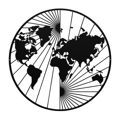 North And South World Map Metal Wall Art - MAIKERU STUDIO