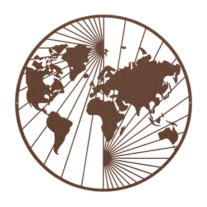 North And South World Map Metal Wall Art - MAIKERU STUDIO