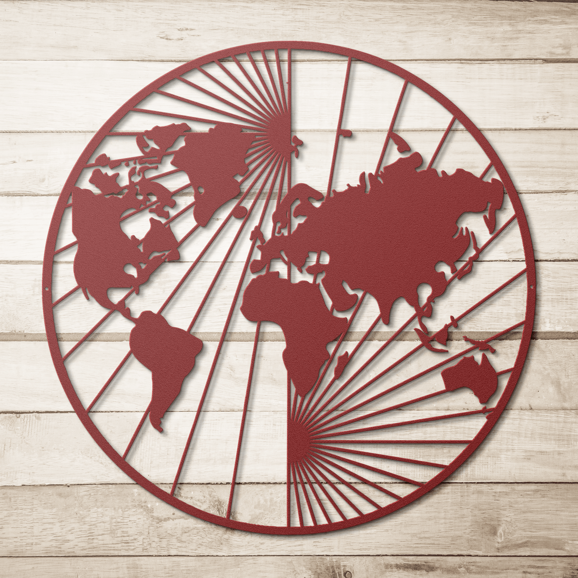 North And South World Map Metal Wall Art - MAIKERU STUDIO