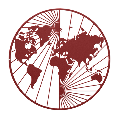 North And South World Map Metal Wall Art - MAIKERU STUDIO