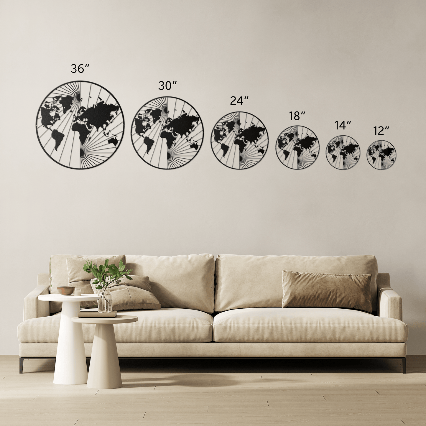 North And South World Map Metal Wall Art - MAIKERU STUDIO