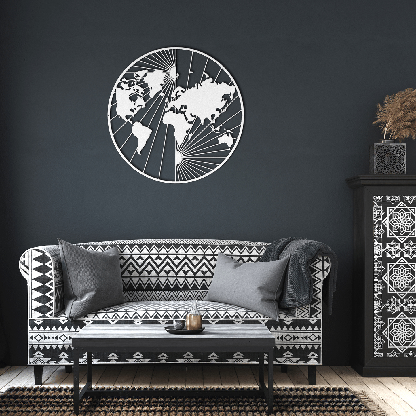 North And South World Map Metal Wall Art - MAIKERU STUDIO