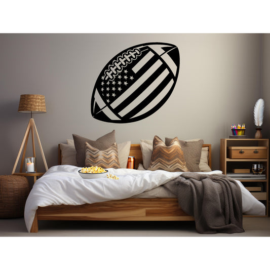 American Football With American Flag Metal Wall Art - MAIKERU STUDIO